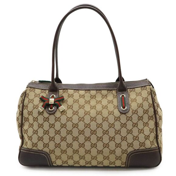 Gucci Princy GG Canvas Leather Tote Bag - Picture 1 of 9